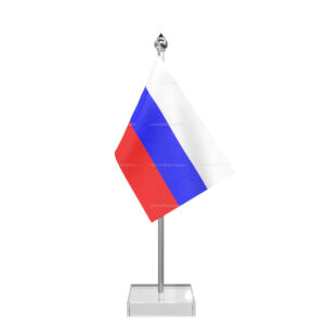 Russia Table Desk Miniature Flag With Stainless Steel Pole And Transparent Acrylic Base
