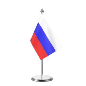 Russia Desk Flag With Stainless Steel Base And Pole with 4inchx6inch flag