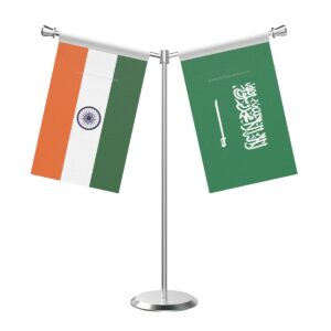Saudi Arabia Y-Shaped Table Flag with Stainless Steel Base and Pole