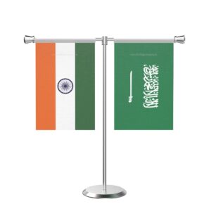 Saudi Arabia T-Shaped Table Flag with Stainless Steel Base and Pole
