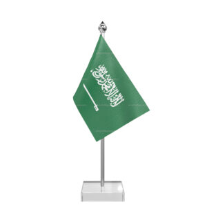 Saudi Arabia Table Desk Miniature Flag With Stainless Steel Pole And Transparent Acrylic Base
