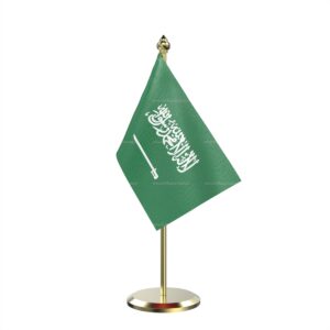 Saudi Arabia Table Miniature Flag With Brass Base And Brass Pole