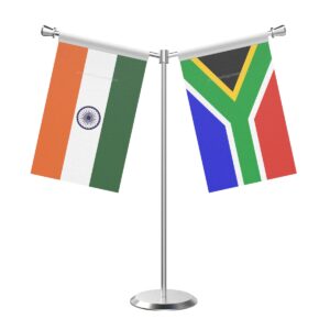 South Africa Y-Shaped Table Flag with Stainless Steel Base and Pole