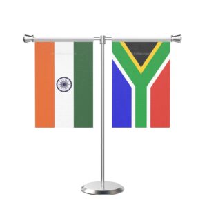 South Africa T-Shaped Table Flag with Stainless Steel Base and Pole