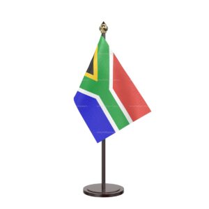 South Africa Table Desk Miniature Flag With Black Acrylic Base and Pipe