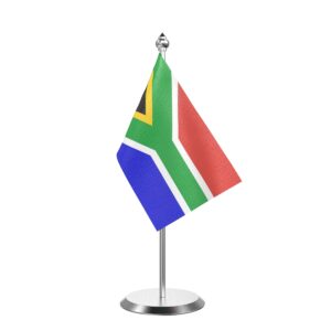 South Africa Desk Flag With Stainless Steel Base And Pole with 4inchx6inch flag