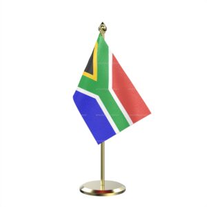 South Africa Table Miniature Flag With Brass Base And Brass Pole