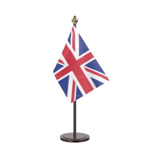 UK Table Desk Miniature Flag With Black Acrylic Base and Pipe