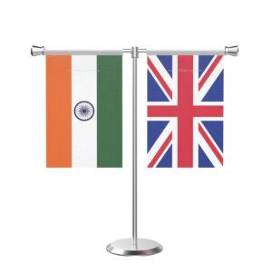 UK T-Shaped Table Flag with Stainless Steel Base and Pole