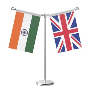 UK Y-Shaped Table Flag with Stainless Steel Base and Pole