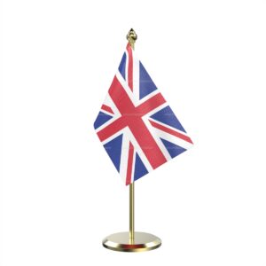 UK Table Miniature Flag With Brass Base And Brass Pole